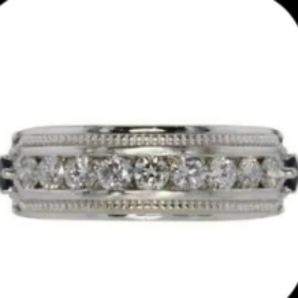 Vera Wang LOVE Collection 14K White Gold 1CT Diamond Blue Sapphire Size 10 - Picture 2 of 7